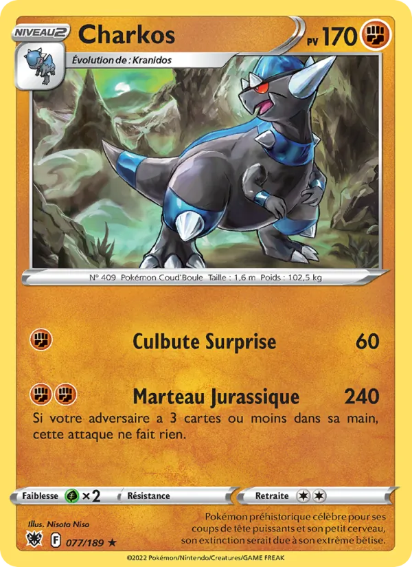 Carte Pokémon Charkos 077/189 de l'extension Astres Radieux
