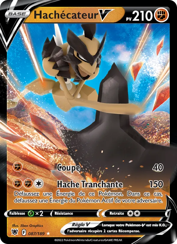 Carte Pokémon Hachécateur V 087/189 de l'extension Astres Radieux