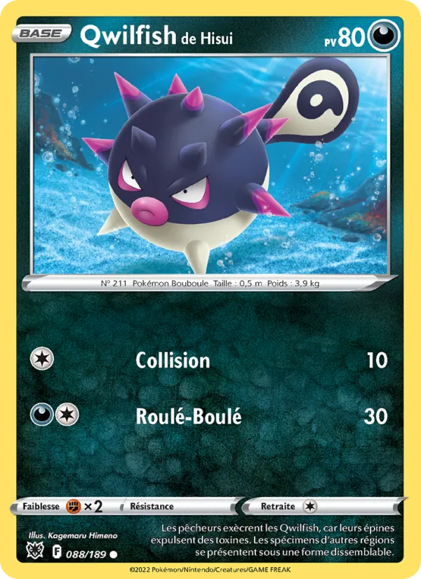 Carte Pokémon Qwilfish de Hisui 088/189 de l'extension Astres Radieux