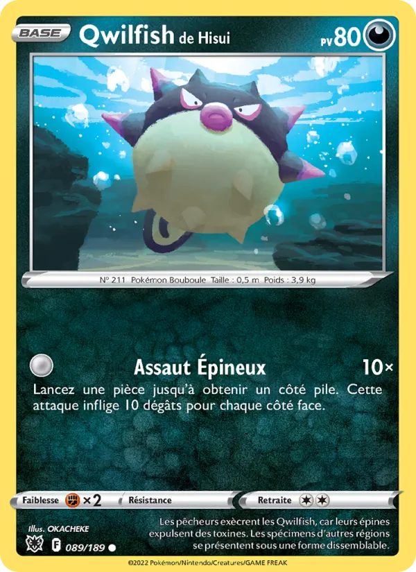 Carte Pokémon Qwilfish de Hisui 089/189 de l'extension Astres Radieux