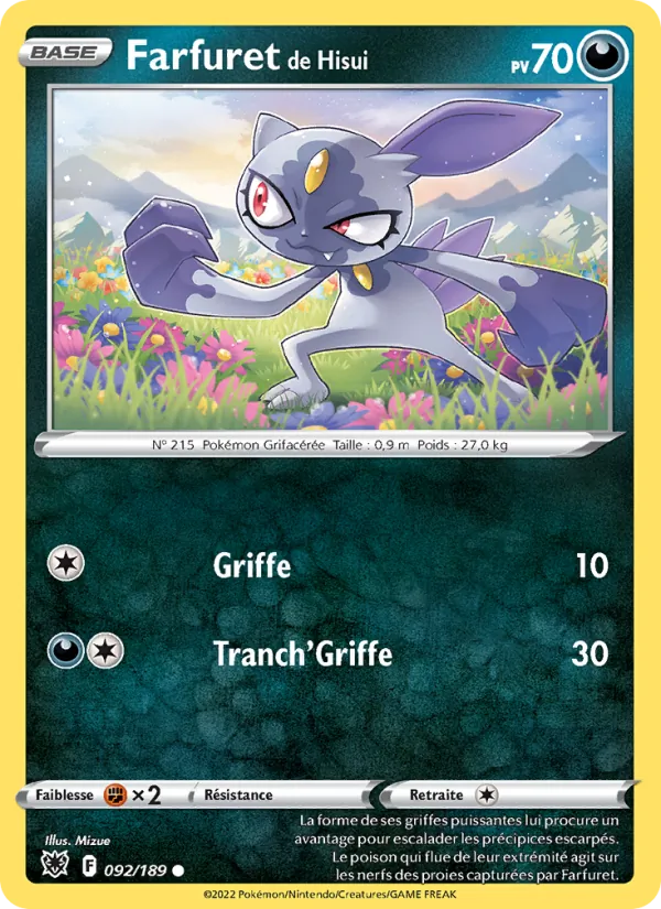 Carte Pokémon Farfuret de Hisui 092/189 de l'extension Astres Radieux