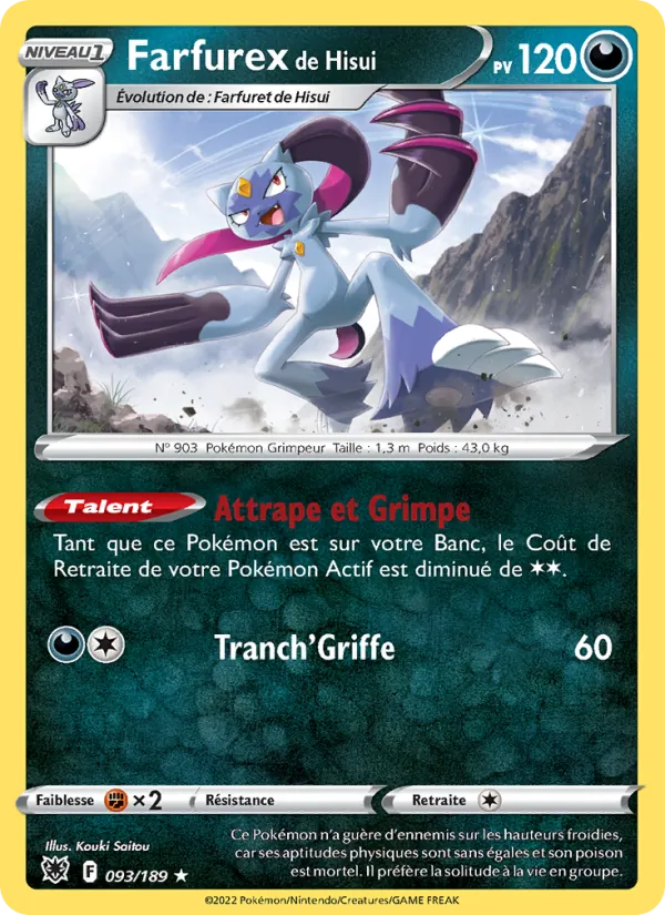 Carte Pokémon Farfurex de Hisui 093/189 de l'extension Astres Radieux