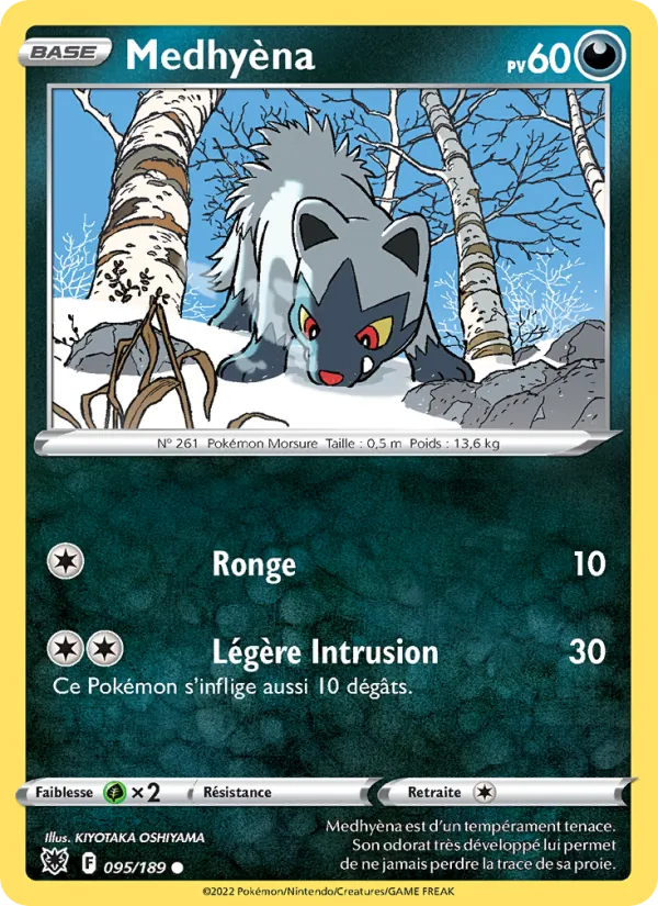 Carte Pokémon Medhyèna 095/189 de l'extension Astres Radieux