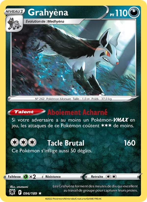 Carte Pokémon Grahyèna 096/189 de l'extension Astres Radieux