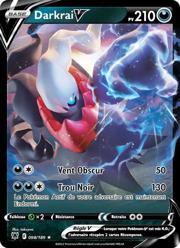 Carte Pokémon Darkrai V 098/189 de l'extension Astres Radieux
