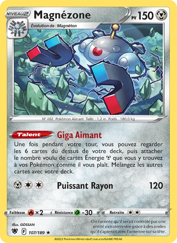 Carte Pokémon Magnézone 107/189 de l'extension Astres Radieux