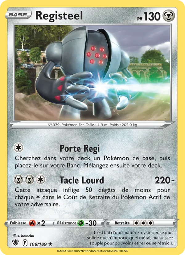 Carte Pokémon Registeel 108/189 de l'extension Astres Radieux