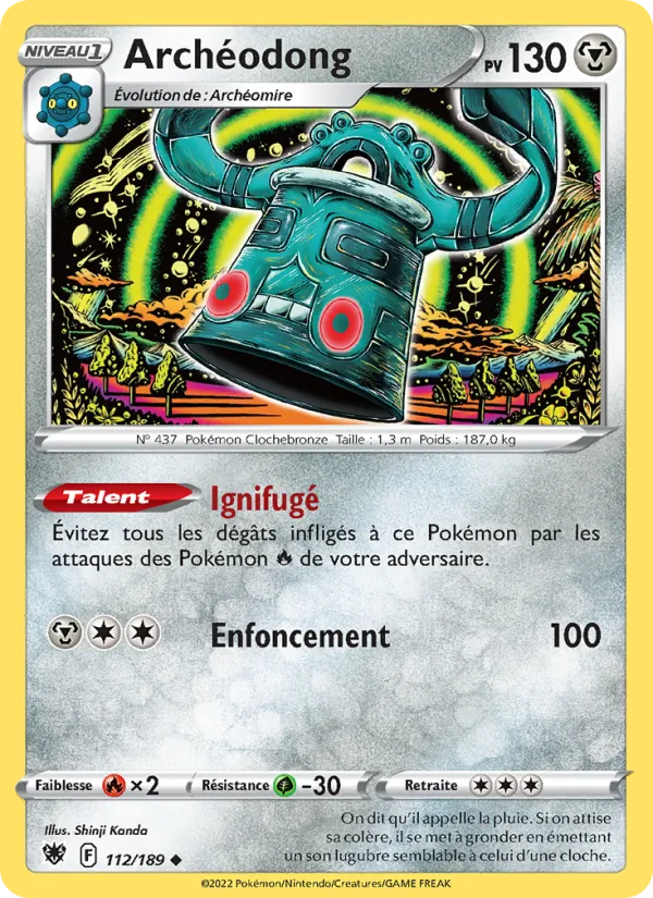 Carte Pokémon Archéodong 112/189 de l'extension Astres Radieux