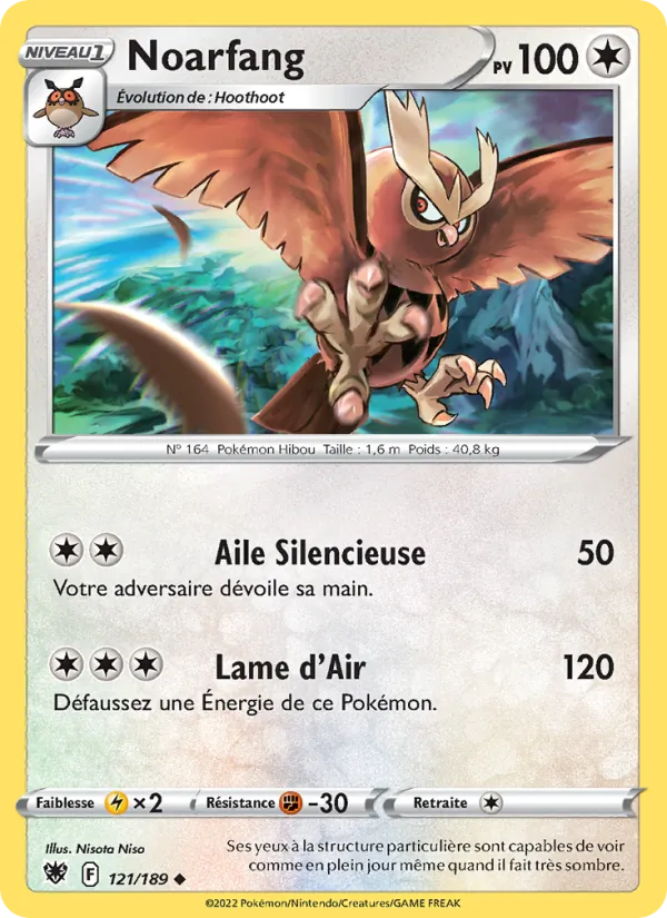 Carte Pokémon Noarfang 121/189 de l'extension Astres Radieux
