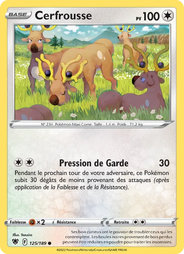Carte Pokémon Cerfrousse 125/189 de l'extension Astres Radieux