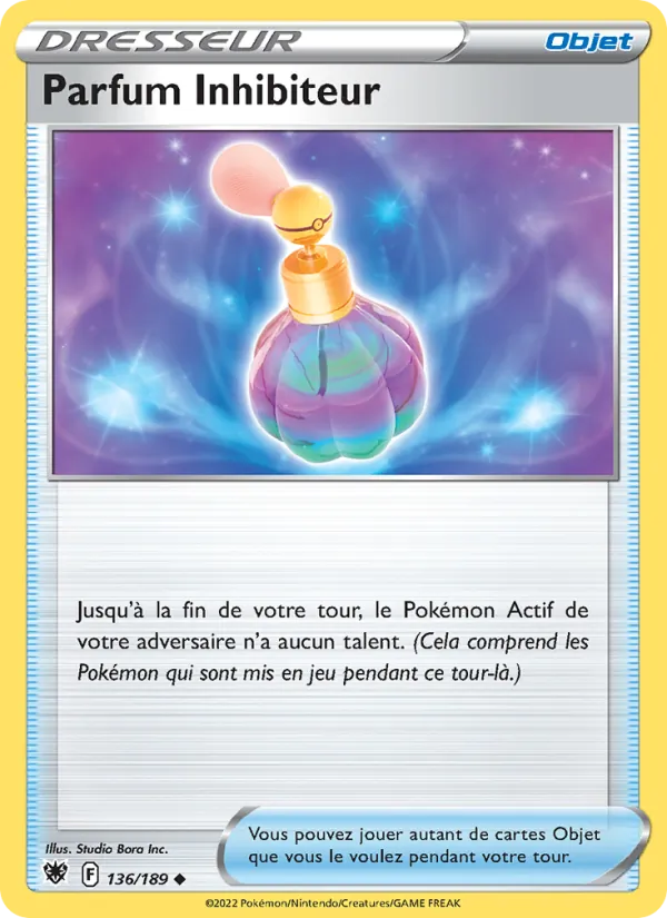 Carte Pokémon Parfum Inhibiteur 136/189 de l'extension Astres Radieux