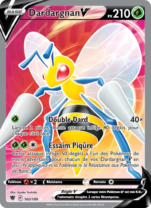 Carte Pokémon Dardargnan V 160/189 de l'extension Astres Radieux