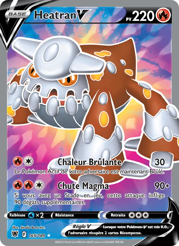 Carte Pokémon Heatran V 165/189 de l'extension Astres Radieux