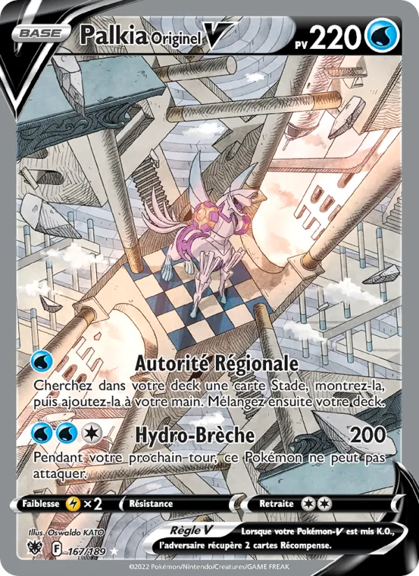 Carte Pokémon Palkia Originel V 167/189 de l'extension Astres Radieux