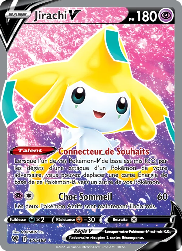 Carte Pokémon Jirachi V 170/189 de l'extension Astres Radieux