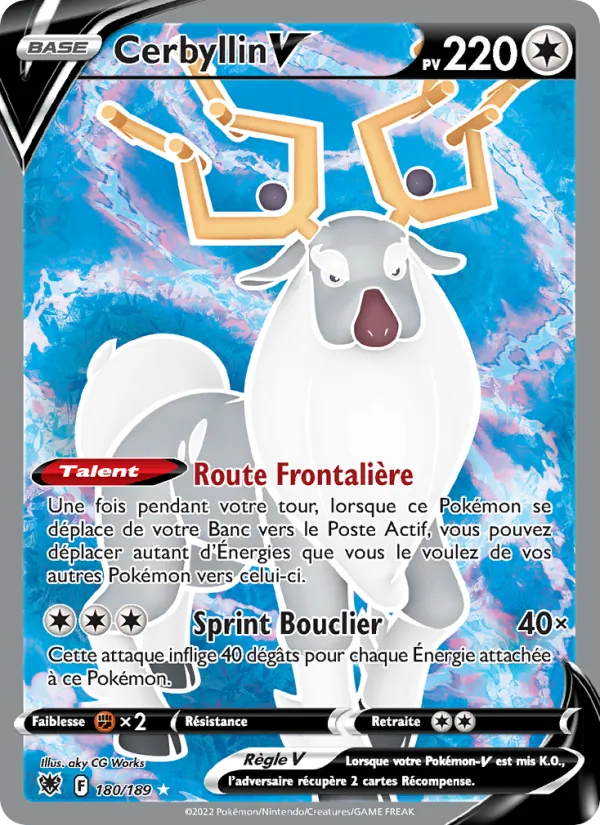 Carte Pokémon Cerbyllin V 180/189 de l'extension Astres Radieux