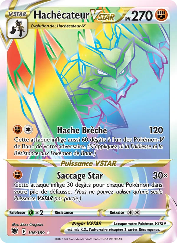 Carte Pokémon Hachécateur VSTAR 196/189 de l'extension Astres Radieux