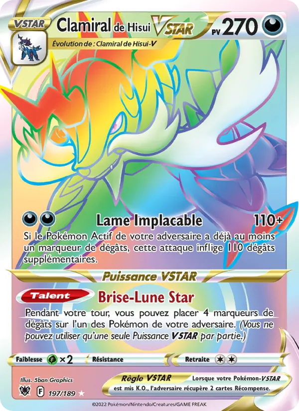 Carte Pokémon Clamiral de Hisui VSTAR 197/189 de l'extension Astres Radieux