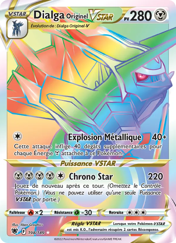 Carte Pokémon Dialga Originel VSTAR 198/189 de l'extension Astres Radieux