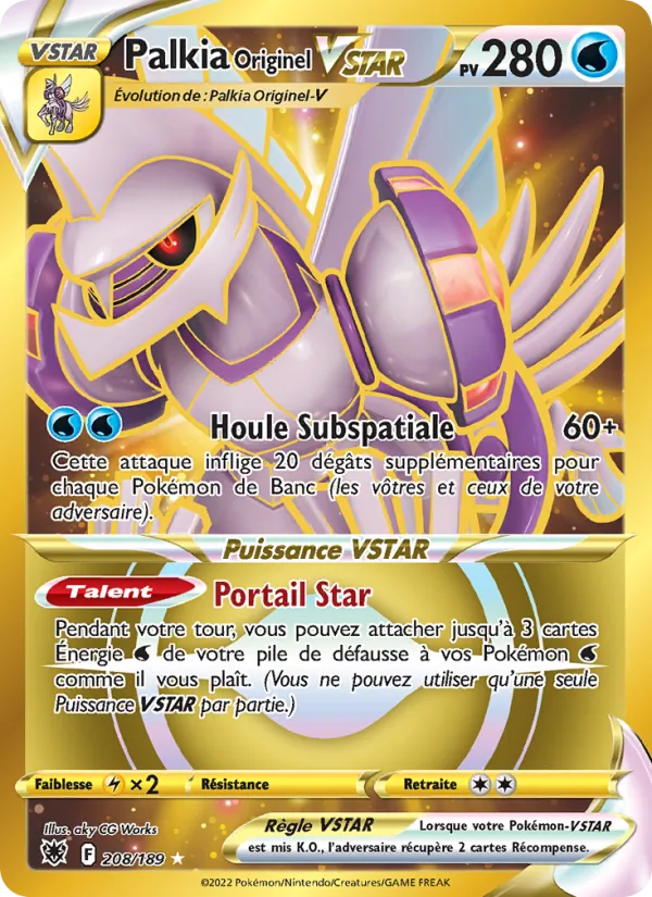 Carte Pokémon Palkia Originel VSTAR 208/189 de l'extension Astres Radieux