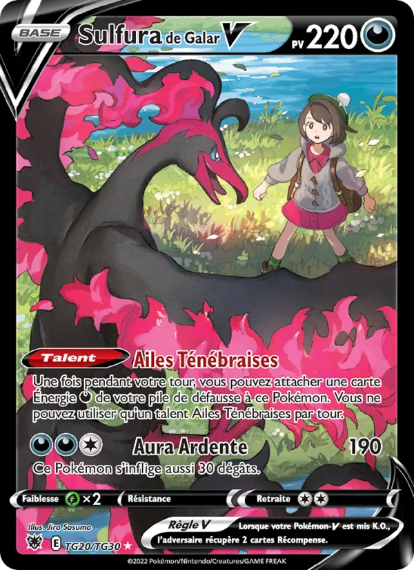 Carte Pokémon Sulfura de Galar V TG20/189 de l'extension Astres Radieux