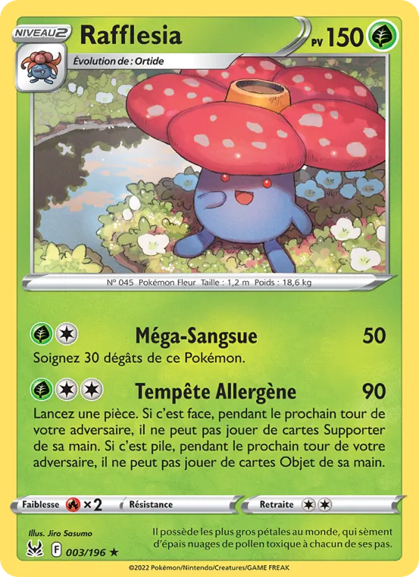 Carte Pokémon Rafflesia 003/196 de l'extension Origine Perdue