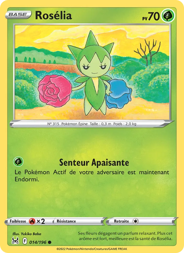 Carte Pokémon Rosélia 014/196 de l'extension Origine Perdue