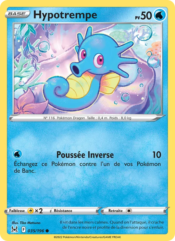 Carte Pokémon Hypotrempe 035/196 de l'extension Origine Perdue