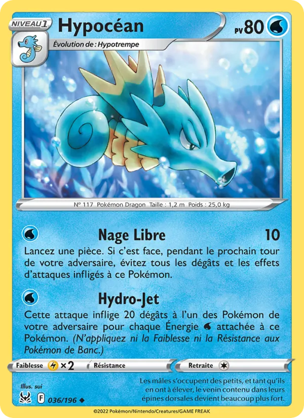 Carte Pokémon Hypocéan 036/196 de l'extension Origine Perdue