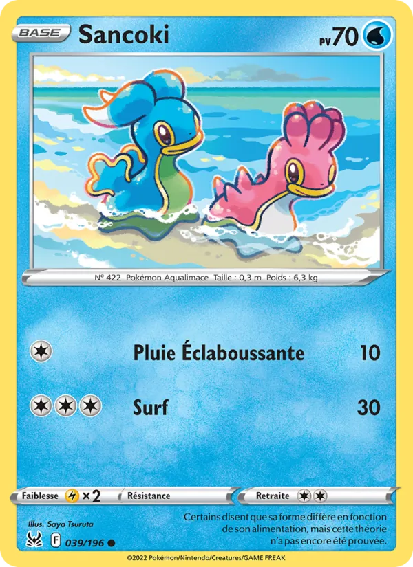 Carte Pokémon Sancoki 039/196 de l'extension Origine Perdue