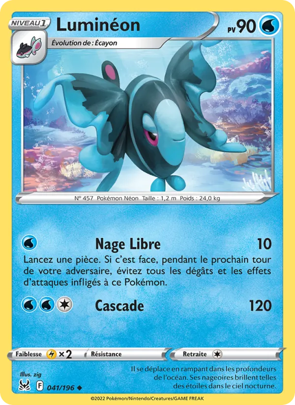 Carte Pokémon Luminéon 041/196 de l'extension Origine Perdue