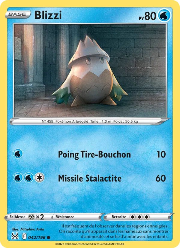 Carte Pokémon Blizzi 042/196 de l'extension Origine Perdue