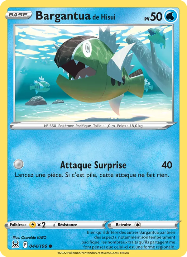 Carte Pokémon Bargantua de Hisui 044/196 de l'extension Origine Perdue