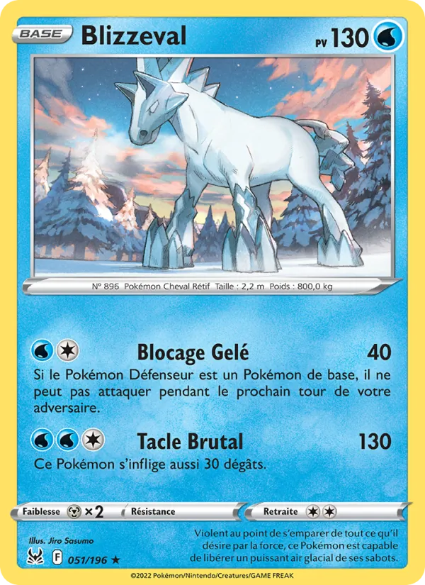 Carte Pokémon Blizzeval 051/196 de l'extension Origine Perdue