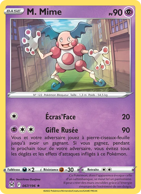 Carte Pokémon M. Mime 067/196 de l'extension Origine Perdue