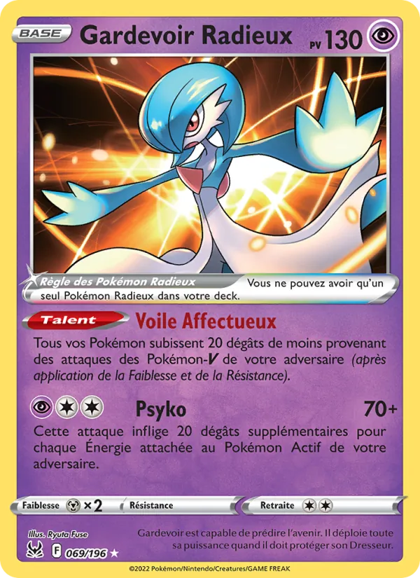 Carte Pokémon Gardevoir Radieux 069/196 de l'extension Origine Perdue