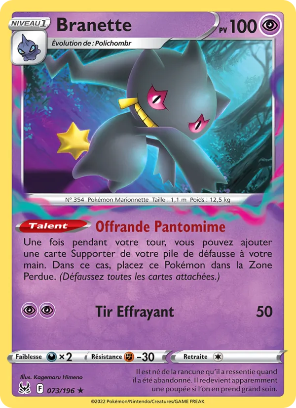 Carte Pokémon Branette 073/196 de l'extension Origine Perdue