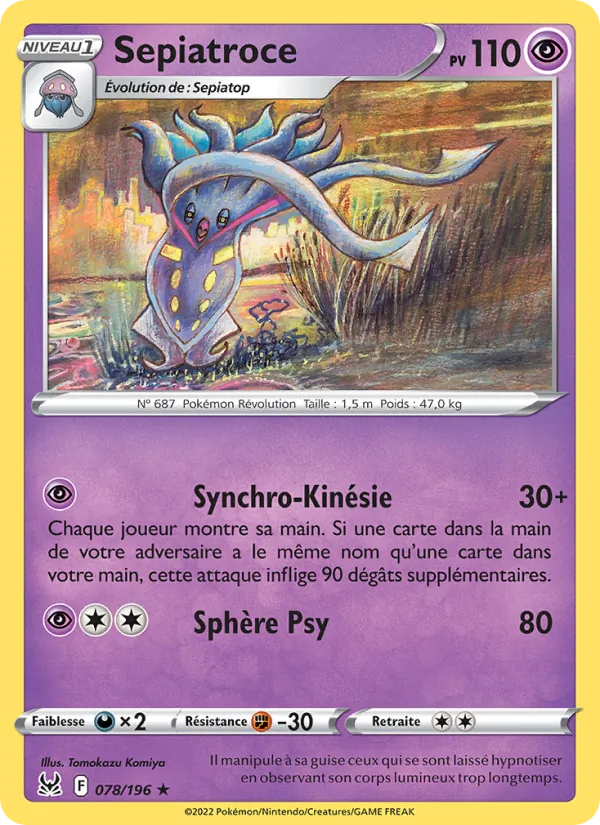 Carte Pokémon Sepiatroce 078/196 de l'extension Origine Perdue