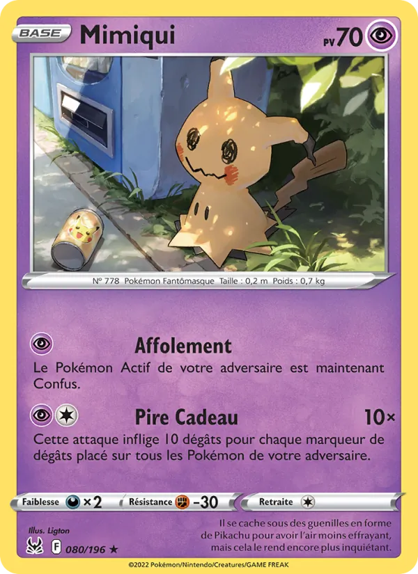 Carte Pokémon Mimiqui 080/196 de l'extension Origine Perdue