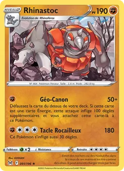 Carte Pokémon Rhinastoc 091
