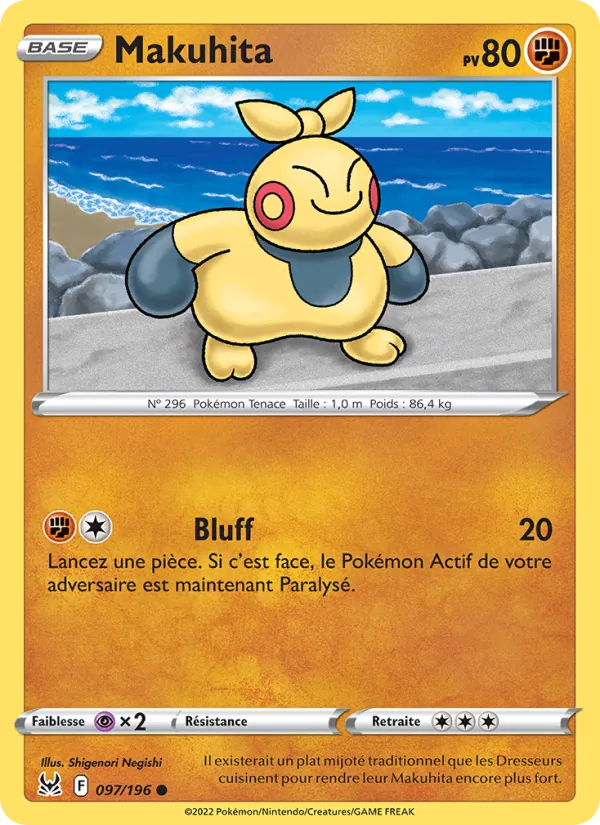 Carte Pokémon Makuhita 097/196 de l'extension Origine Perdue