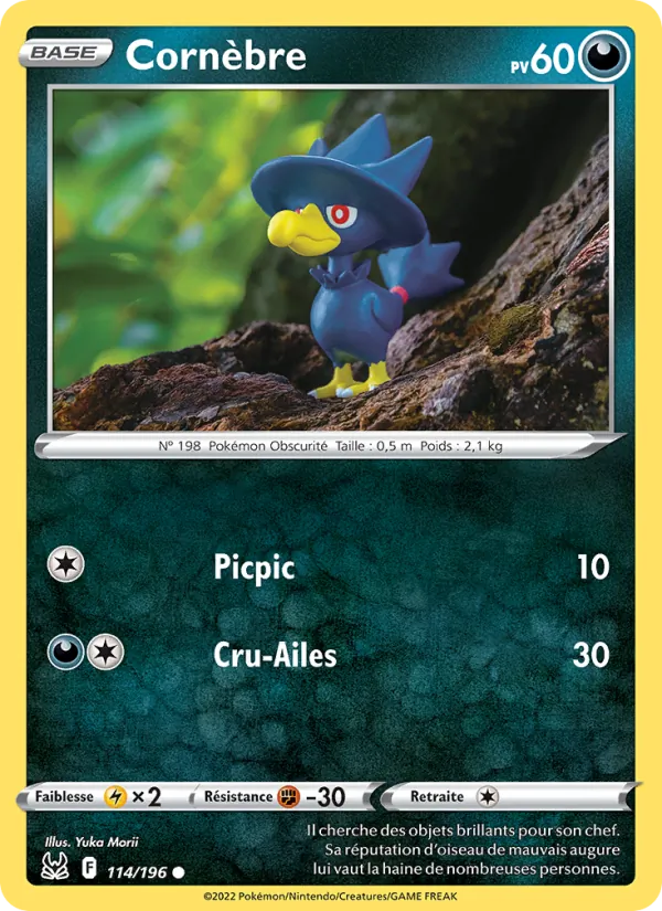Carte Pokémon Cornèbre 114/196 de l'extension Origine Perdue