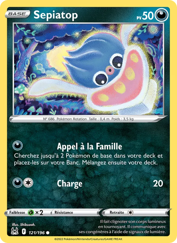 Carte Pokémon Sepiatop 121/196 de l'extension Origine Perdue
