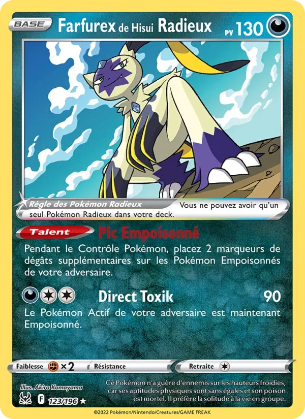 Carte Pokémon Farfurex de Hisui Radieux 123/196 de l'extension Origine Perdue