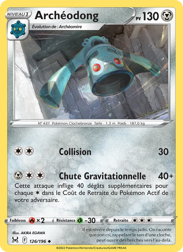Carte Pokémon Archéodong 126/196 de l'extension Origine Perdue