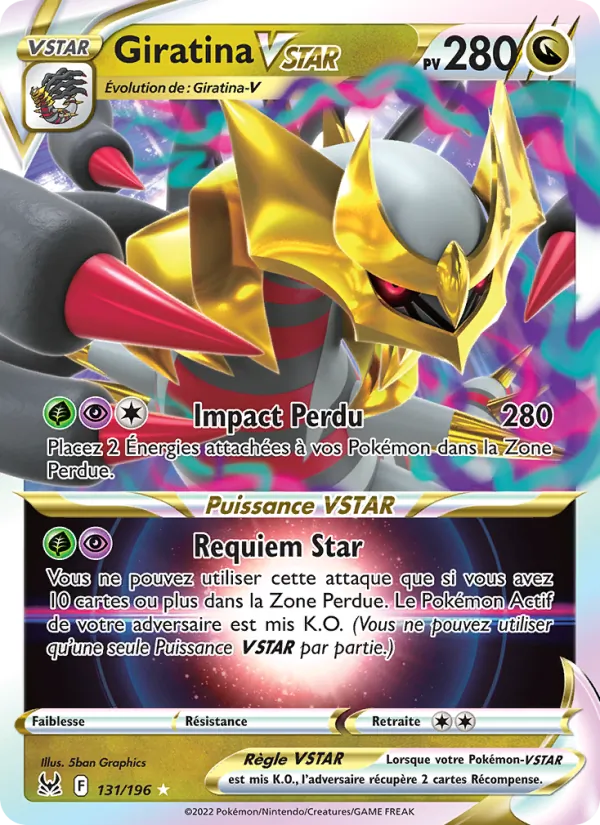Carte Pokémon Giratina VSTAR 131/196 de l'extension Origine Perdue