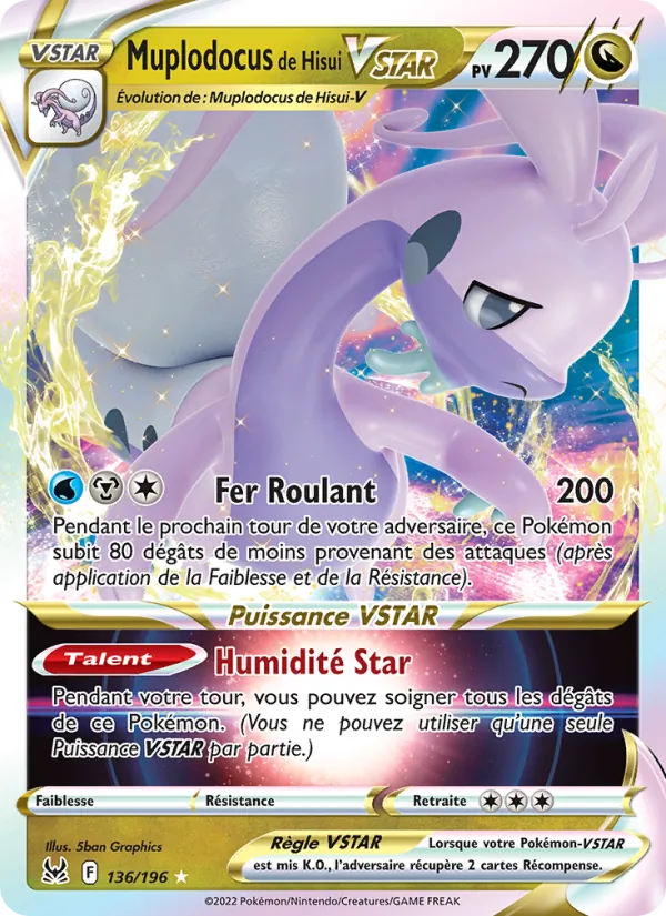 Carte Pokémon Muplodocus de Hisui VSTAR 136/196 de l'extension Origine Perdue