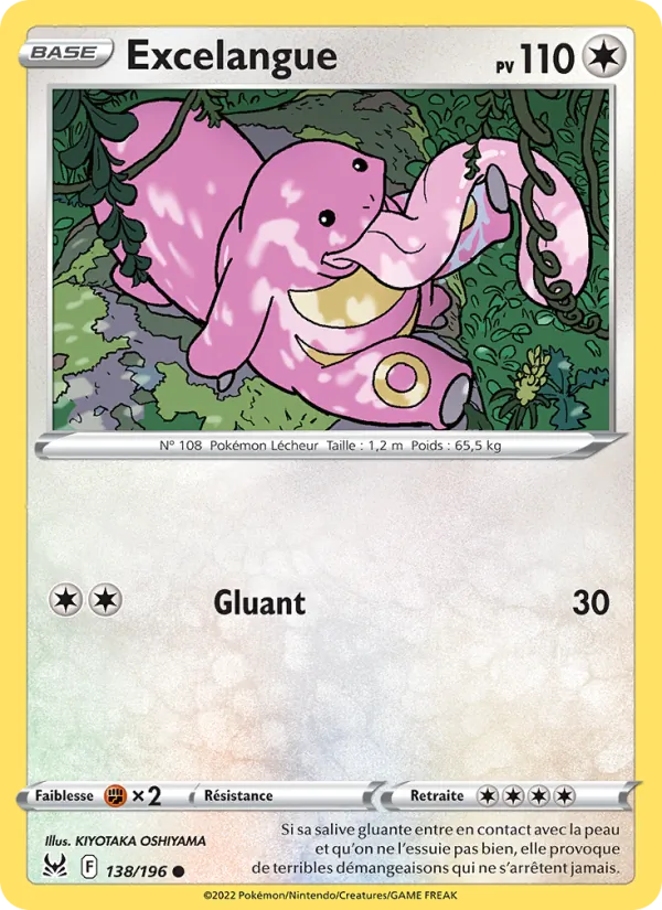 Carte Pokémon Excelangue 138/196 de l'extension Origine Perdue