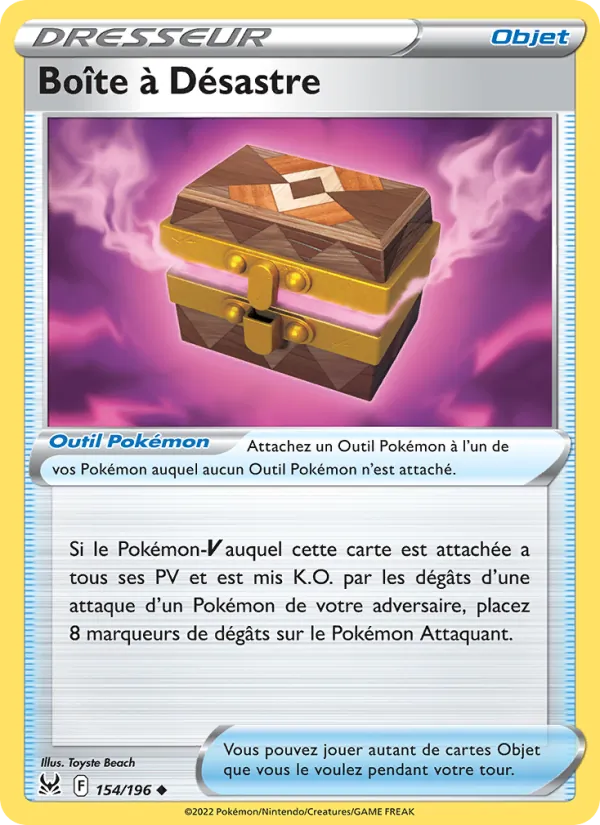 Carte Pokémon Boîte à Désastre 154/196 de l'extension Origine Perdue