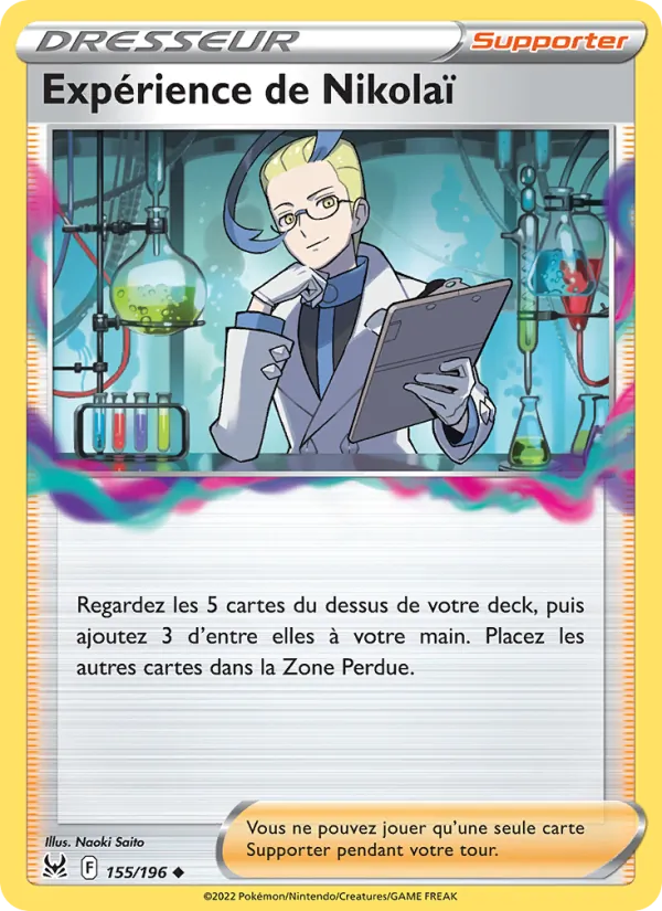 Carte Pokémon Expérience de Nikolaï 155/196 de l'extension Origine Perdue